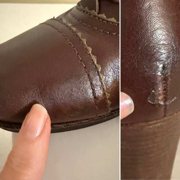 Rockport Womens Oxford Heels Size 9.5 Brown Leather Lace Up Comfort Retro Style - Picture 7 of 16